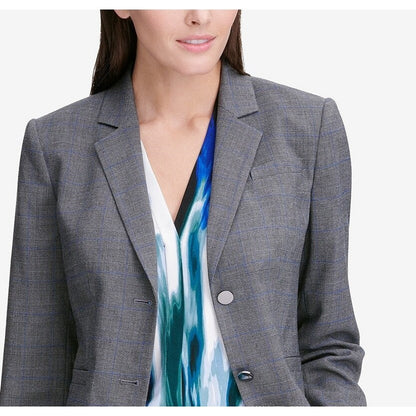 Women's Glen Plaid Two-Button Blazer | Gray, Size 16