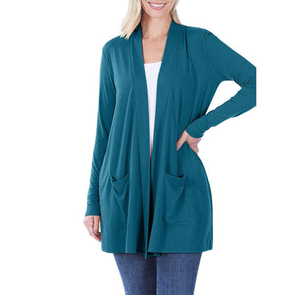 Women's Long Sleeve Draped Mid-Length Cardigan | Slouchy & Comfortable