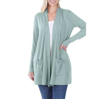 Women's Long Sleeve Draped Mid-Length Cardigan | Slouchy & Comfortable