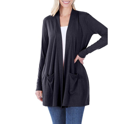 Women's Long Sleeve Draped Mid-Length Cardigan | Slouchy & Comfortable