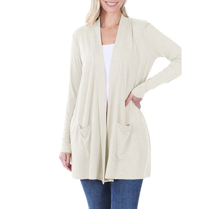 Women's Long Sleeve Draped Mid-Length Cardigan | Slouchy & Comfortable